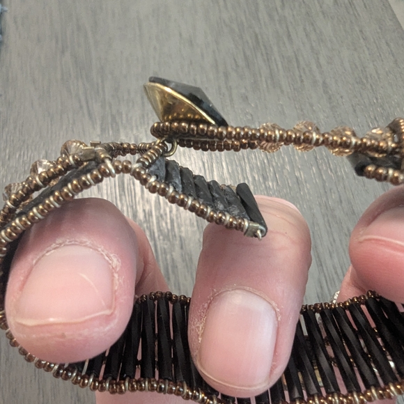 🖤Vintage1930s–50s Art Deco Revival Austrian Glass & Gilt Bead Bracelet - Picture 3 of 10